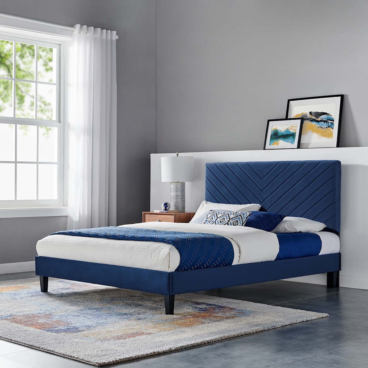 Modway Roxanne Roxanne Velvet Queen Platform Bed