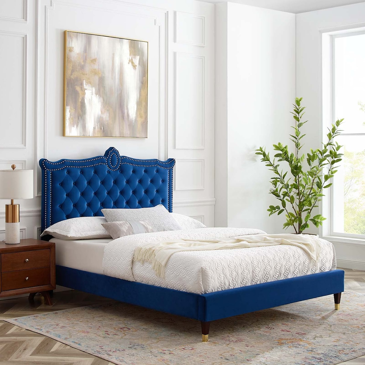 Modway Clara Clara Velvet Queen Platform Bed