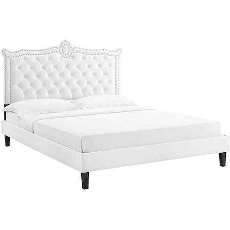 Clara Velvet Queen Platform Bed