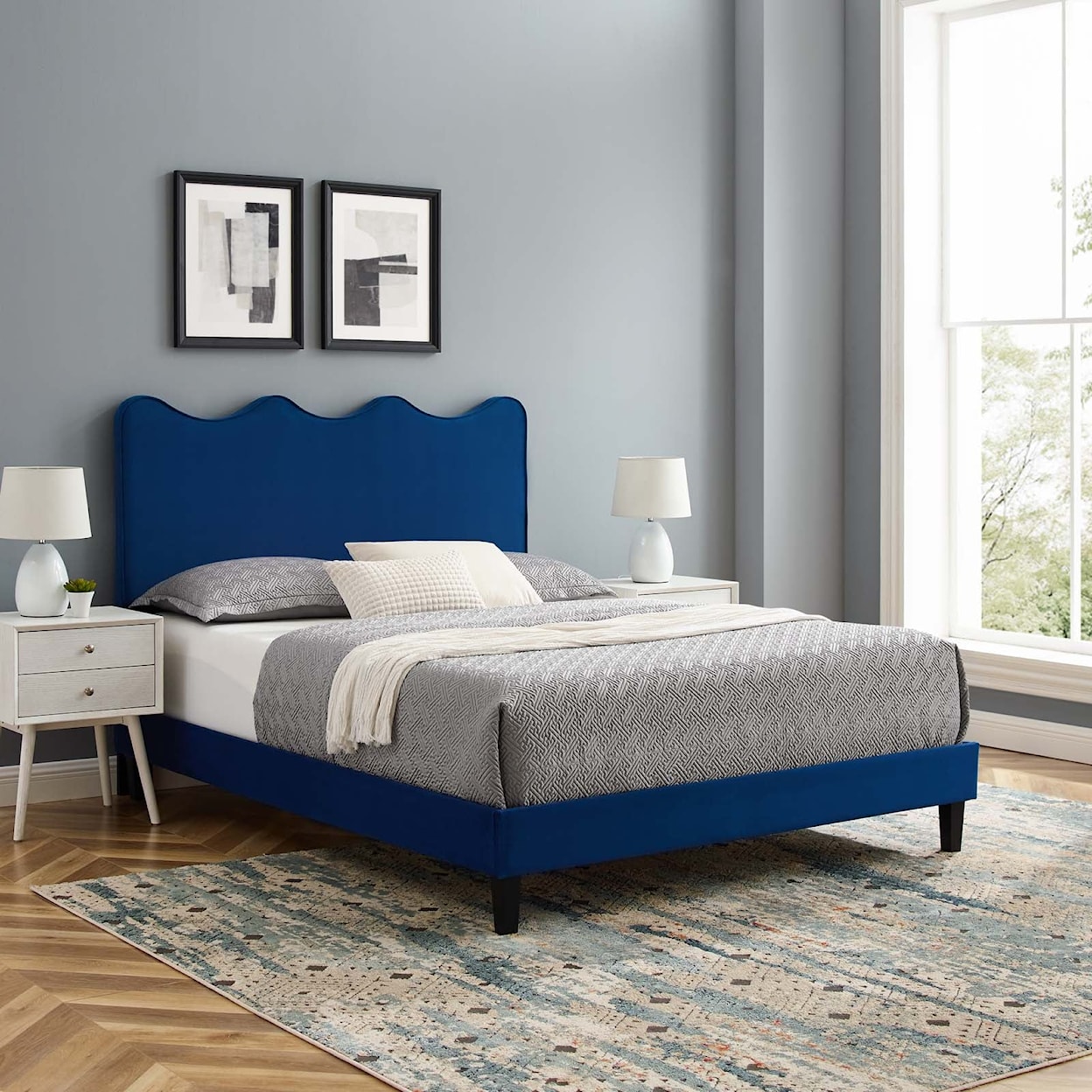 Modway Current Current Velvet Twin Platform Bed