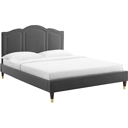 Emerson Velvet King Platform Bed