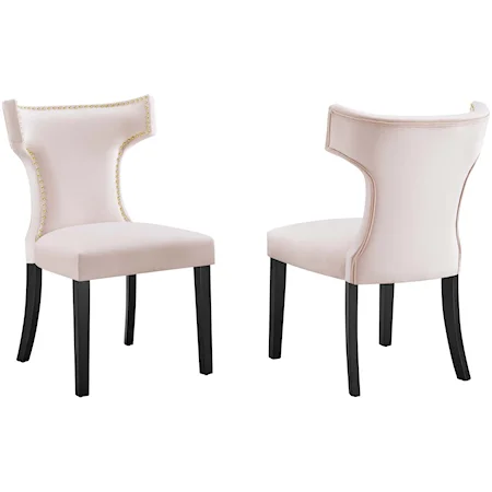 Curve Velvet Dining Chairs - Set of 2