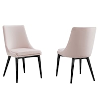 Viscount Accent Performance Velvet Dining Chairs - Black/Pink - Set of 2