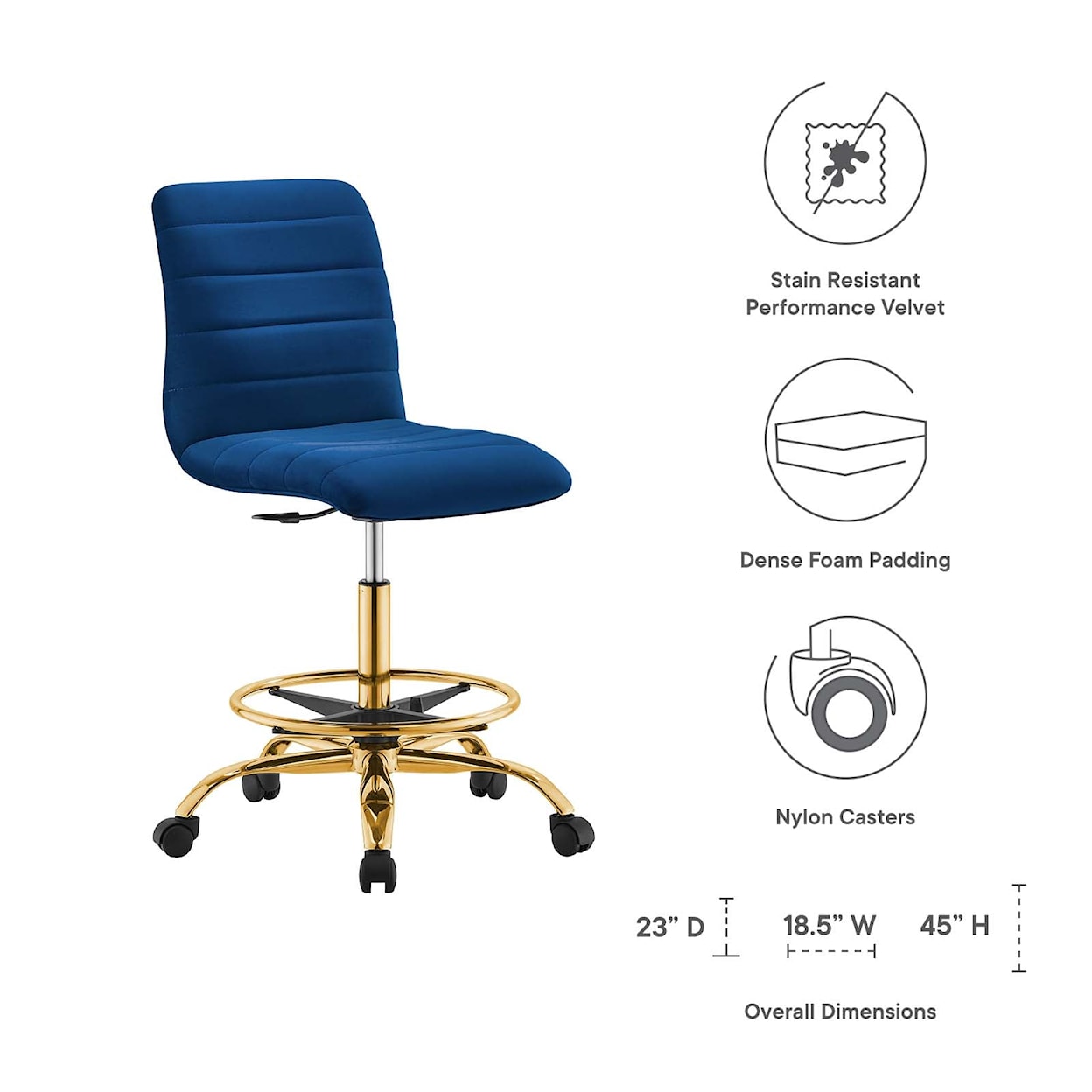 Modway Ripple Armless Drafting Chair