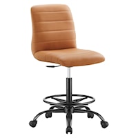 Ripple Contemporary Armless Vegan Leather Drafting Chair - Tan