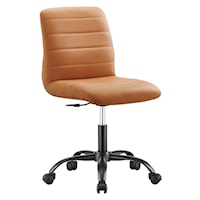 Ripple Contemporary Armless Vegan Leather Office Chair - Tan