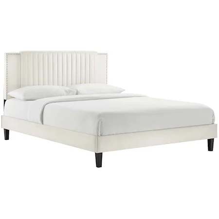 Zahra Channel Velvet Twin Platform Bed