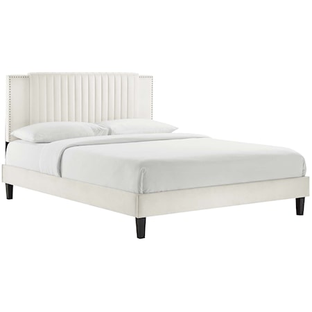 Zahra Channel Velvet Full Platform Bed