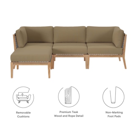 Outdoor Patio 4-Piece Sectional Sofa