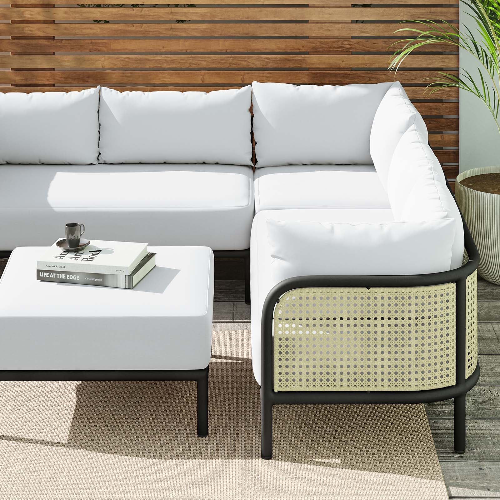 Modway Hanalei EEI5803IVOWHI Hanalei Outdoor Patio 4Piece Sectional