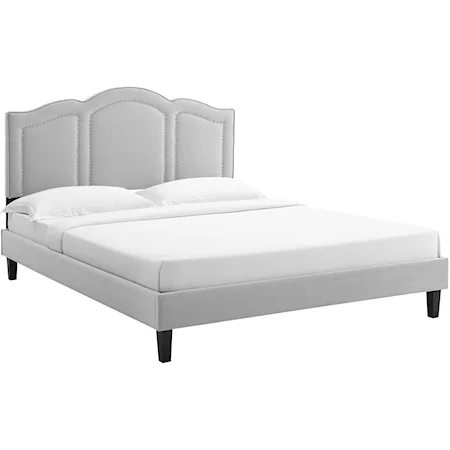 Emerson Velvet Queen Platform Bed