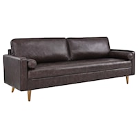 Valour Mid-Century Modern 88" Leather Sofa - Brown