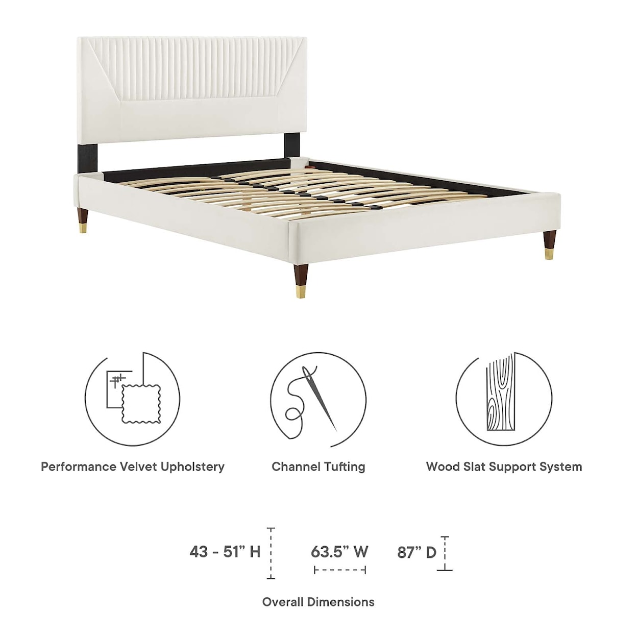 Modway Yasmine Yasmine Channel Velvet Full Platform Bed