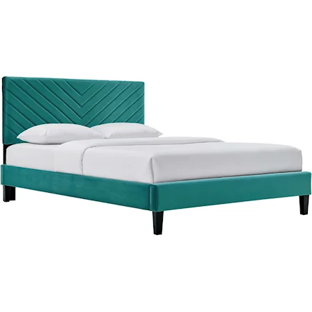 Roxanne Velvet Queen Platform Bed