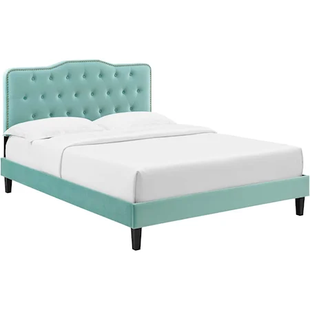 Amber Velvet Twin Platform Bed