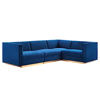 Sanguine Channel Tufted Performance Velvet 4-Piece Right-Facing Modular Sectional Sofa