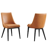 Viscount Vinyl Dining Side Chair - Black/Tan - Set of 2