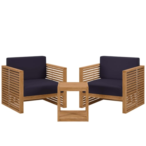 Carlsbad 3-Piece Teak Wood Outdoor Patio Outdoor Patio Set