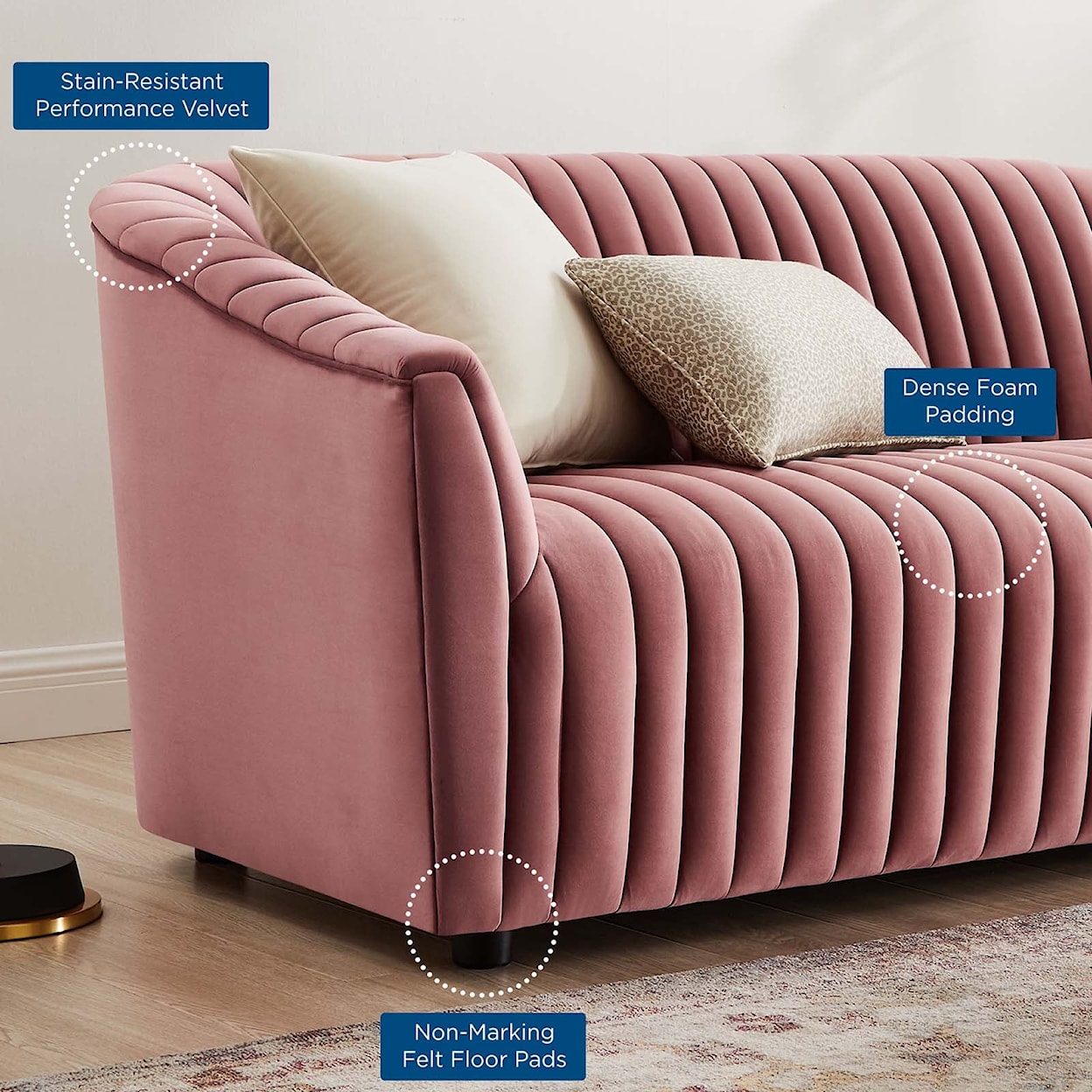 Modway Announce Announce Velvet Channel Loveseat