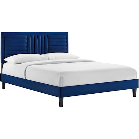 Sofia Channel Velvet Full Platform Bed