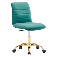 Ripple Contemporary Armless Performance Velvet Office Chair - Teal