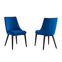 Viscount Accent Performance Velvet Dining Chairs - Black/Navy Blue - Set of 2