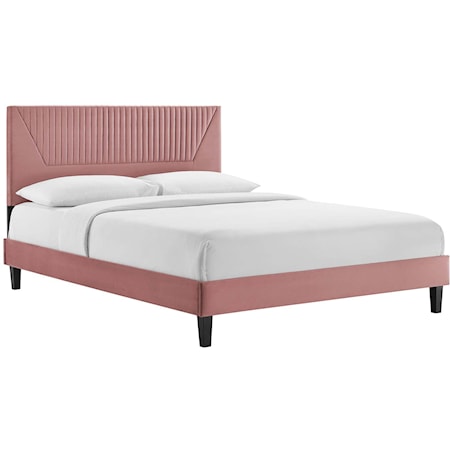 Yasmine Channel Velvet Full Platform Bed