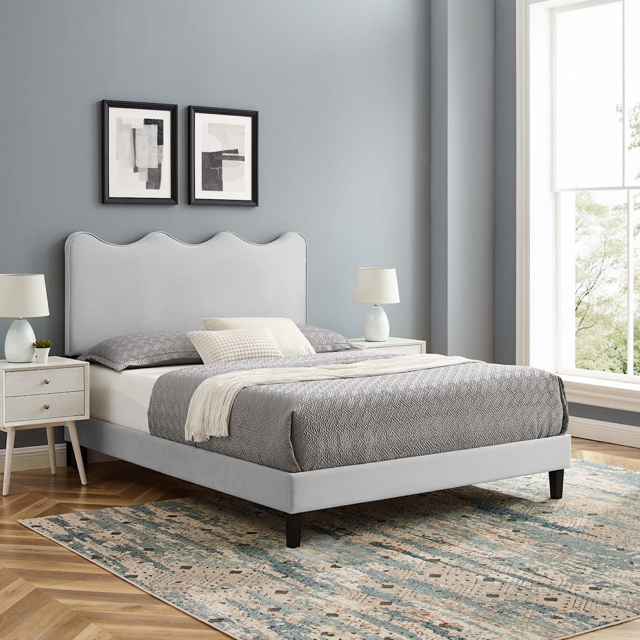 Modway Current Current Velvet Queen Platform Bed