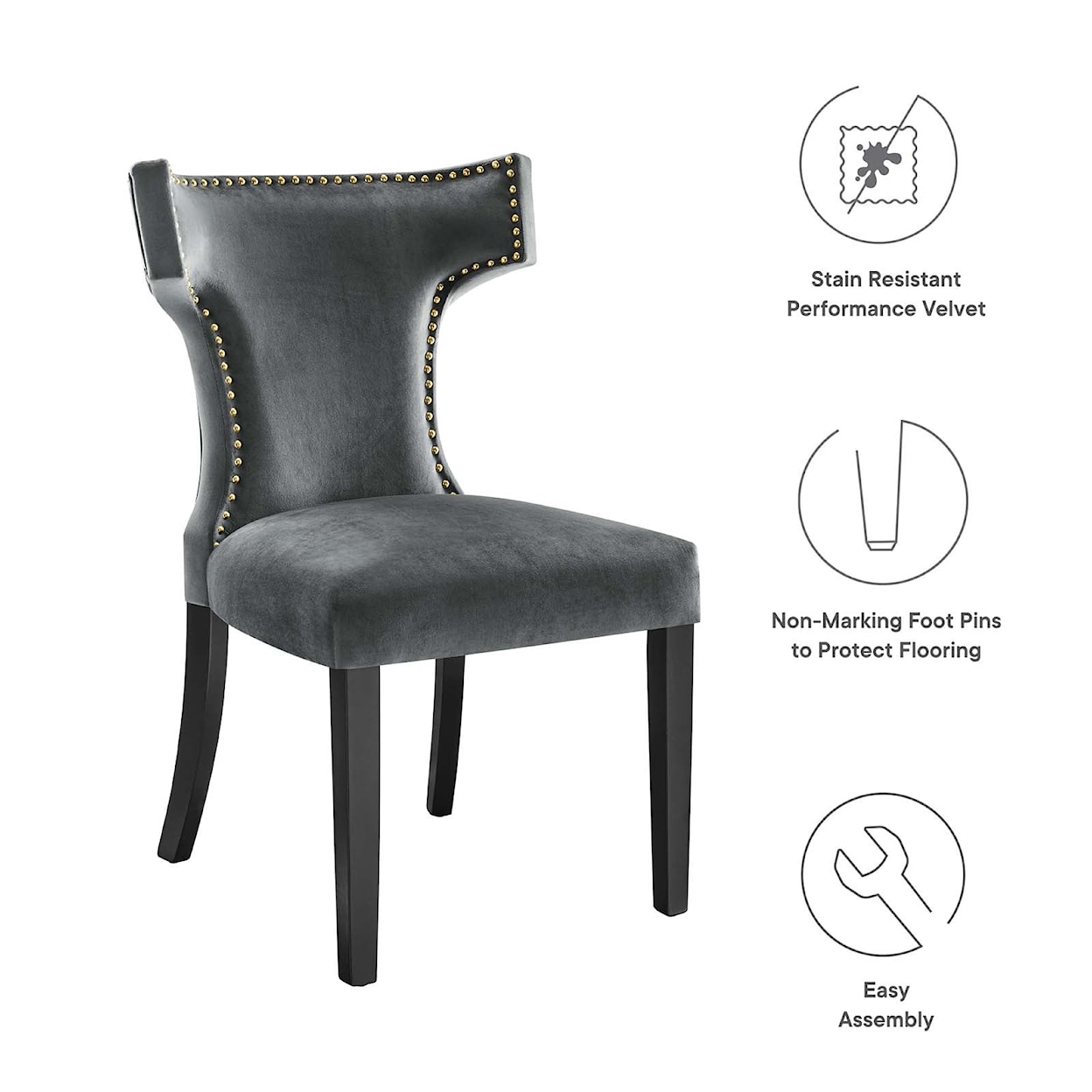 Modway Curve Curve Velvet Dining Chairs - Set of 2