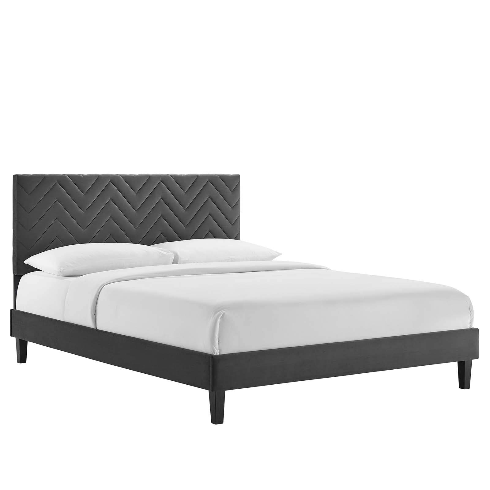 Modway Leah Leah Chevron Tufted Performance Velvet Queen Platform Bed