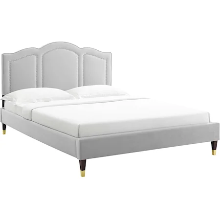 Emerson Velvet Queen Platform Bed