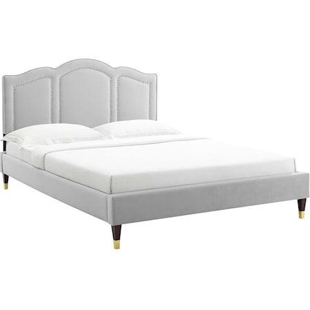 Emerson Velvet Queen Platform Bed