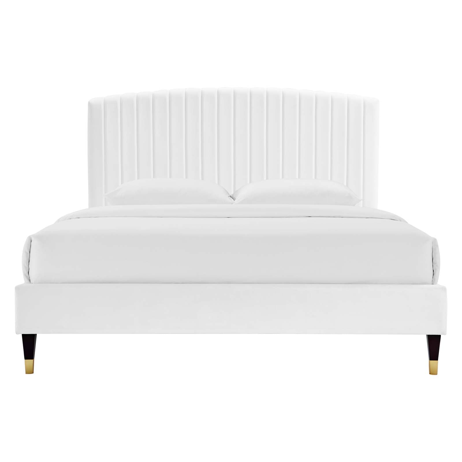 Modway Alessi MOD-6284-WHI Alessi Performance Velvet Queen Platform Bed ...