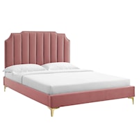 Colette Queen Performance Velvet Platform Bed