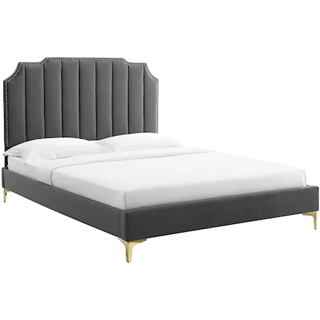 Colette Queen Velvet Platform Bed