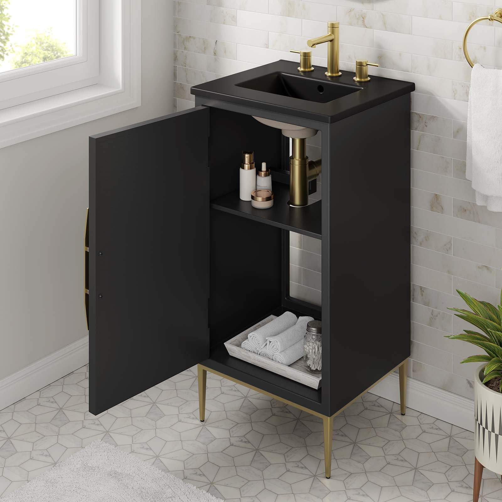 Modway Awaken EEI6287BLKBLK Awaken 18" Bathroom Vanity Value City