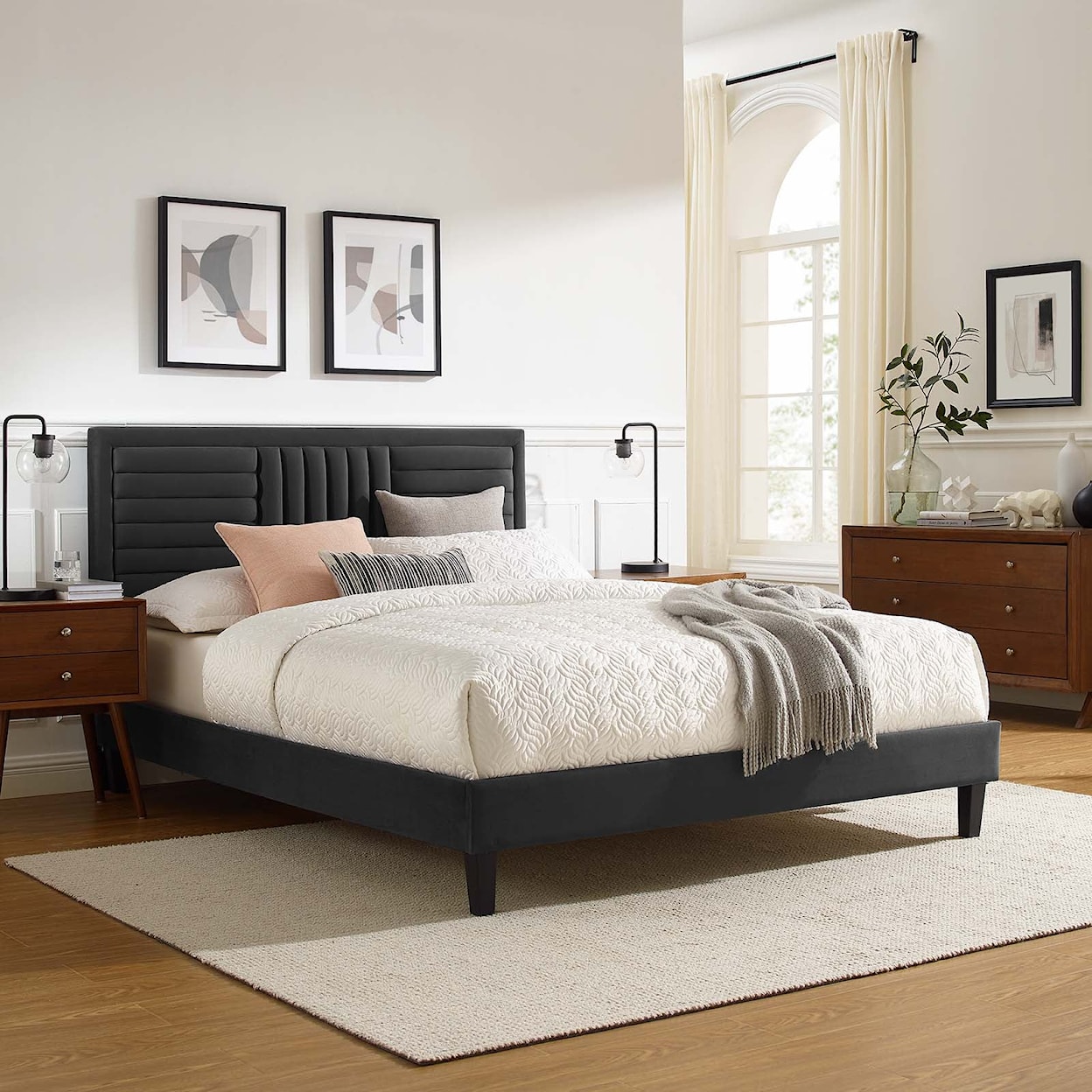 Modway Sofia Sofia Channel Velvet Full Platform Bed