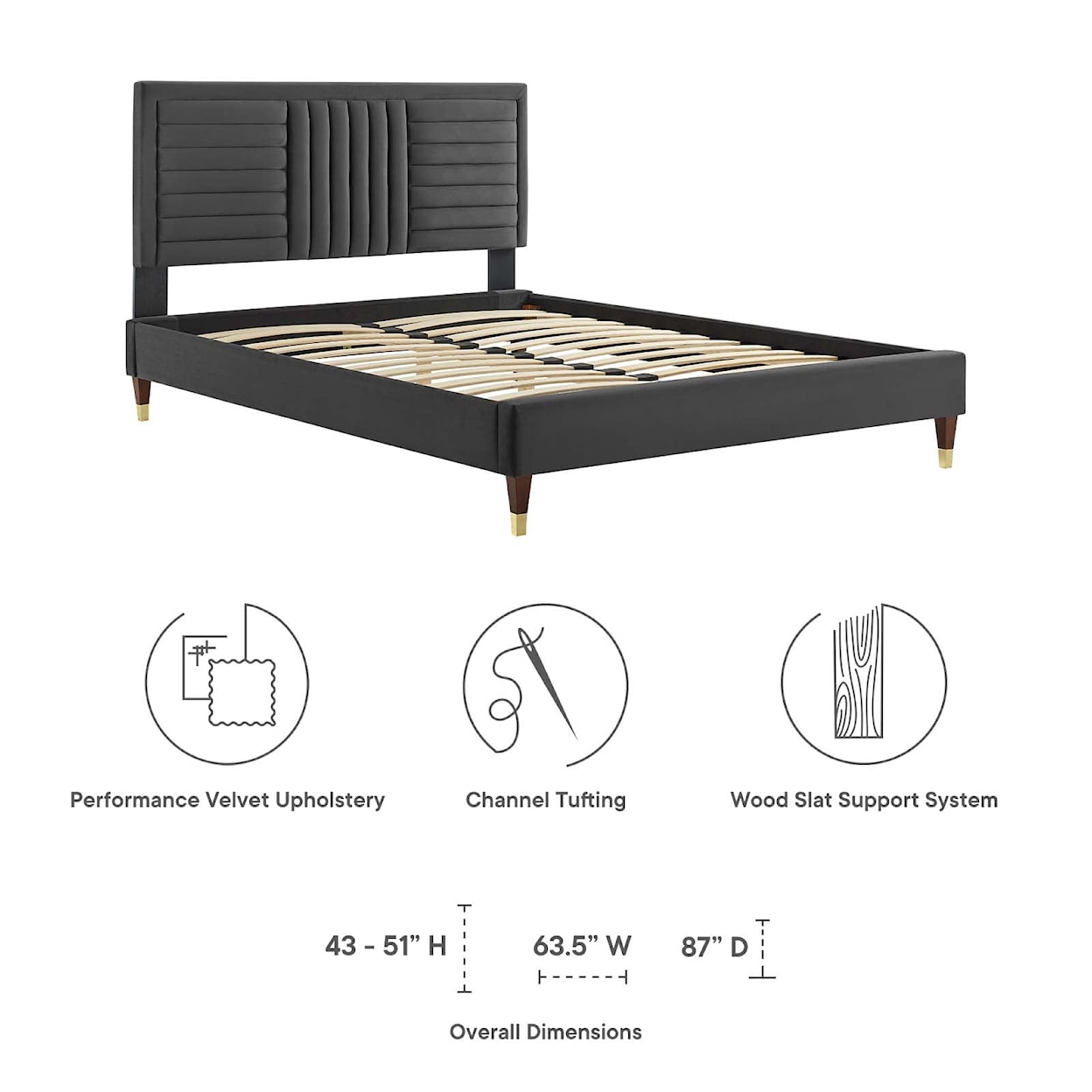 Modway Sofia Sofia Channel Velvet Full Platform Bed