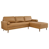 Valour 98" Mid-Century Modern Leather Sectional Sofa - Tan