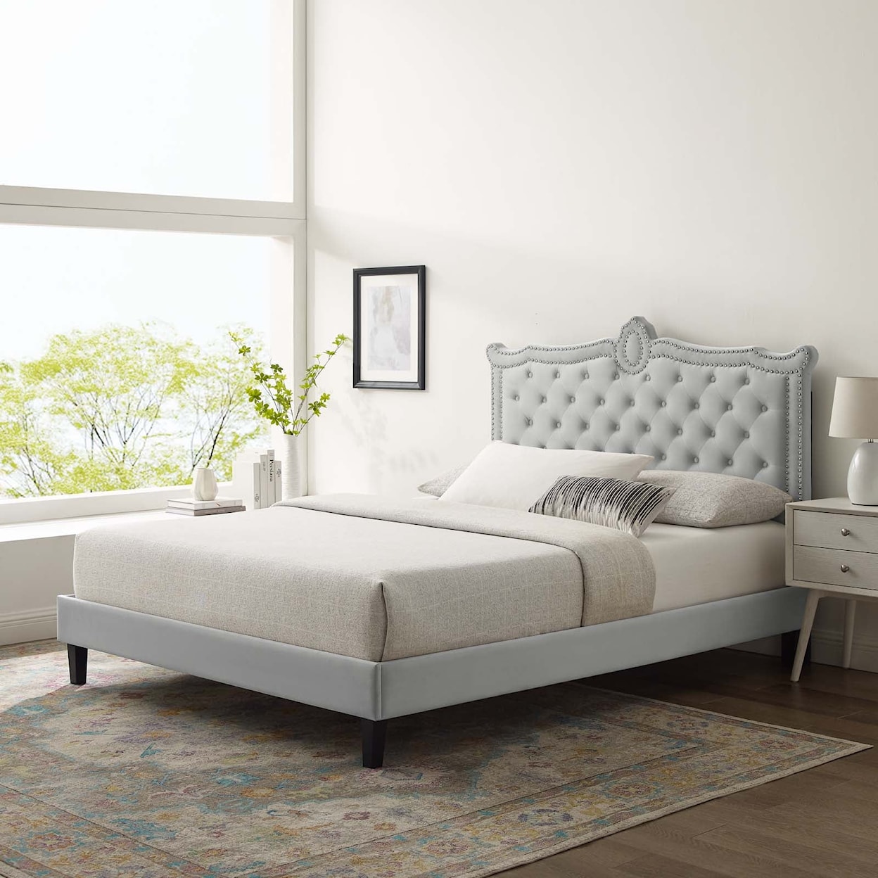 Modway Clara Clara Velvet Queen Platform Bed