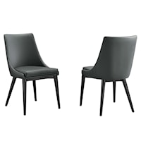 Viscount Vinyl Dining Side Chair - Black/Gray - Set of 2