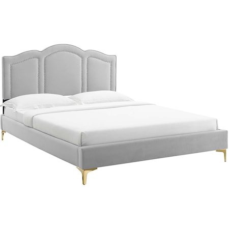 Emerson Velvet Queen Platform Bed