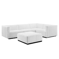 Conjure Channel Tufted Upholstered Fabric 5-Piece Sectional