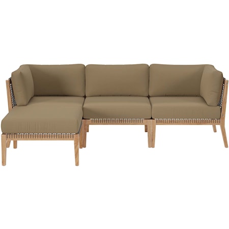Contemporary Clearwater Outdoor Patio 4-Piece Sectional Sofa