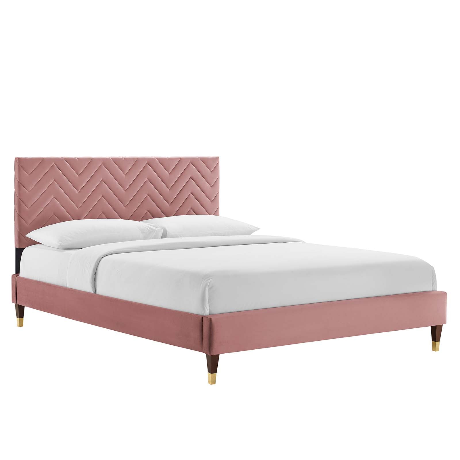 Modway Leah Leah Chevron Tufted Performance Velvet Queen Platform Bed