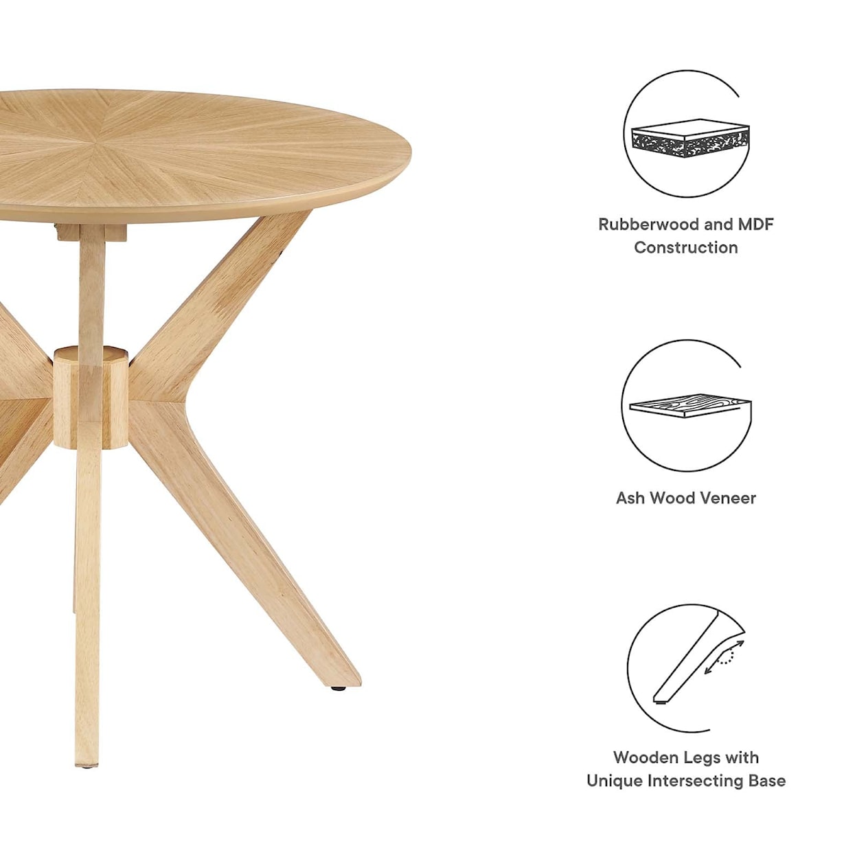 Modway Crossroads Crossroads 24” Round Wood Side Table