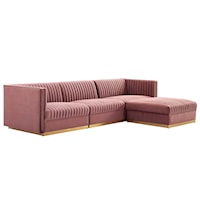 Sanguine Channel Tufted Performance Velvet 4-Piece Modular Sectional Sofa