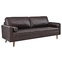Valour Mid-Century Modern 81" Leather Sofa - Brown