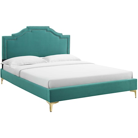 Adelaide Velvet Queen Platform Bed