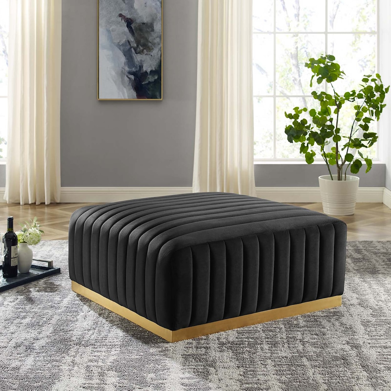 Modway Conjure Velvet Ottoman